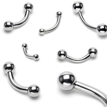 Piercing do obočia z ocele 316L s dvoma guličkami, 1 mm - Rozmer: 1 mm x 8 mm x 3 mm