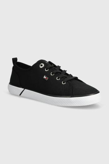 Tenisky Tommy Hilfiger VULC CANVAS SNEAKER dámské, černá barva, FW0FW08063