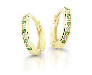 Cutie Jewellery Půvabné kruhové náušnice ze žlutého zlata C3342-80-X-1 zelená