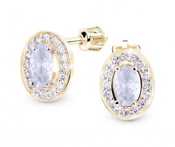 Cutie Jewellery Třpytivé zlaté náušnice se zirkony Z8049-30-X-1 čirá