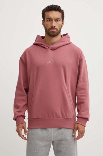 Mikina adidas All SZN pánská, růžová barva, s kapucí, hladká, IY4136