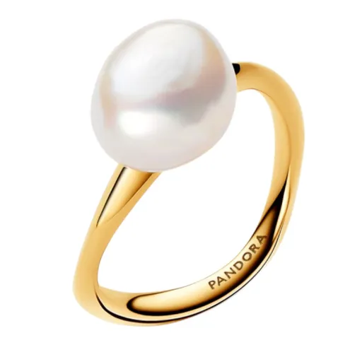 Pandora Úchvatný pozlacený prsten s perlou Essence Shine 163293C01 50 mm