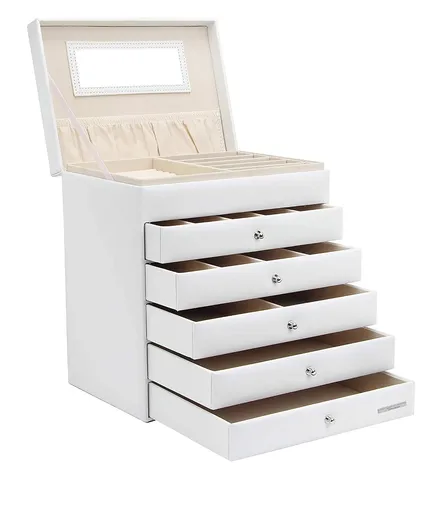 Troli Bílá designová šperkovnice se zrcátkem