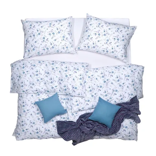 SCANquilt povlečení KREP kvítka modrofialová 140 x 200/70 x 90 cm