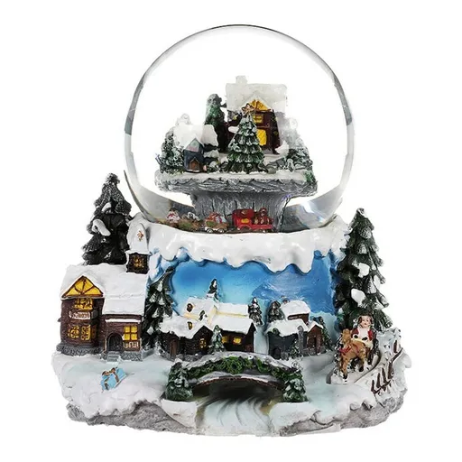 Vánoční sněžítko Zimní krajina, svítící, otočné, melodie, 19 x 19 x 18 cm