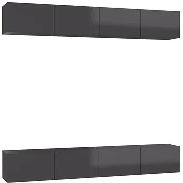 SHUMEE 4 ks šedá s vysokým leskem, 100 × 30 × 30 cm (3079481)