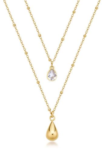 Brosway Dvojitý pozlacený náhrdelník Tear Drop Perfect BPC37