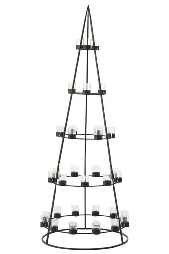 Černý kovový svícen ve tvaru jehlanu - 62*62*160 cm 96740