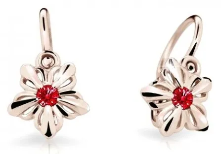 Cutie Jewellery Dětské kytičkové náušnice z růžového zlata C2238-10-X-4 červená