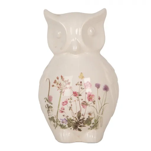 Keramická dekorace sova s lučními květy Flowers of Love L - 14*13*22 cm 6CE1962L