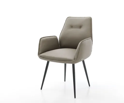 Jídelní židle Zoa-Flex béžová pravá kůže podnož zúžená černá