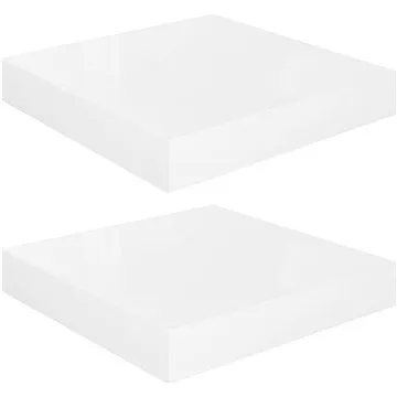 Shumee plovoucí nástěnné 2 ks bílé vysoký lesk 23×23,5×3,8 cm, 323740 (323740)