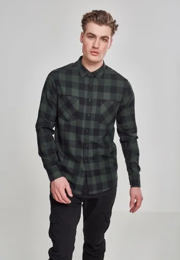 Urban Classics Checked Flanell Shirt blk/forest - 3XL