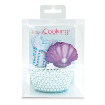 Cakesupplies Košíčky na pečení a ozdoby na cupcakes - Mořská panna 24 ks