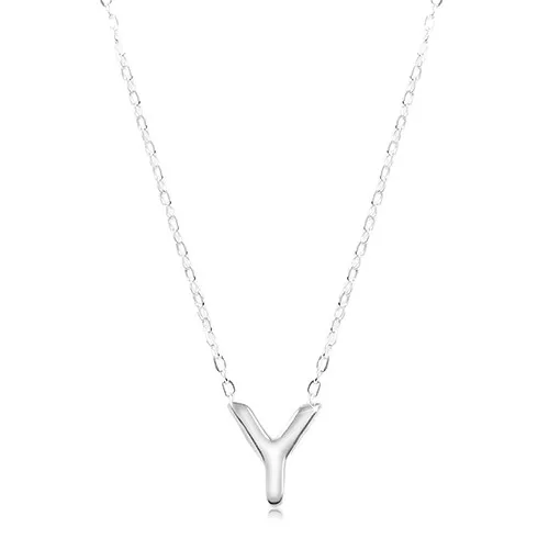 Náhrdelník ze stříbra 925, velké tiskací písmeno Y, lesklý řetízek