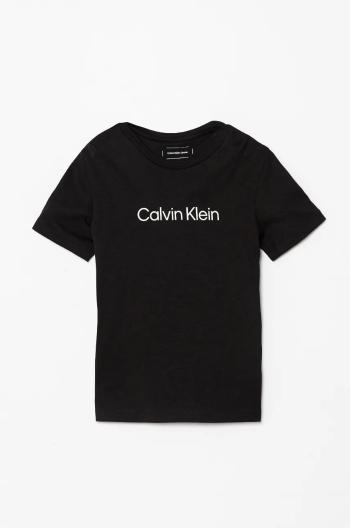 Dětské bavlněné tričko Calvin Klein Jeans černá barva, s potiskem, IU0IU00682