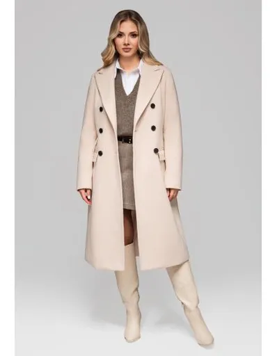 Dámský dvouřadový přiléhavý kabát LARICA OW-COLC-0108 v3 – béžový