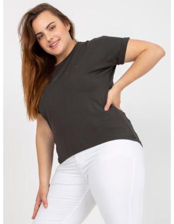 Dámské tričko asymetrické plus size bavlněné  MIA khaki 