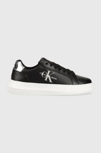 Kožené sneakers boty Calvin Klein Jeans CHUNKY CUPSOLE MONO LTH WN černá barva, YW0YW01224