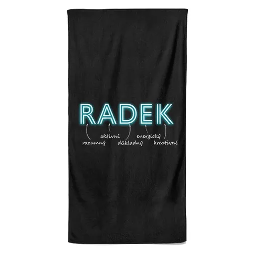 Osuška Mužská jména – NEON (Jméno: Radek, Velikost osušky: 100x170cm)