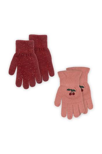 Dětské rukavice s příměsí vlny Konges Sløjd 2 PACK FRILL GLOVES 2-pack červená barva, KS101872