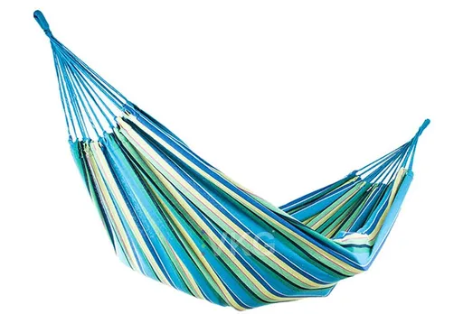 Houpací bavlněná síť, modro-zelená, dvojitá - 270x150cm