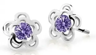 Cutie Jewellery Půvabné dětské náušnice z bílého zlata C2204-30-X-2 fialová