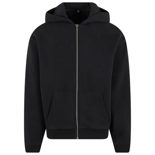 Build Your Brand Hebká pánská mikina na zip Fluffy - Černá | XL