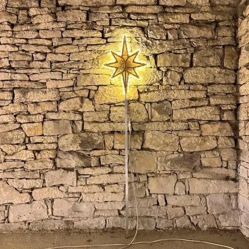 DecoLED LED světelná hvězda na vrchol stromu 3D tisk, 60 x 90 cm, teple bílá