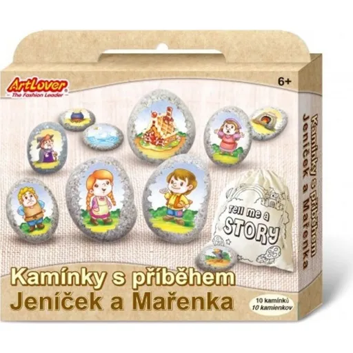 Malování na oblázky s příběhem Jeníček a Mařenka  kreativní sada  v krabičce