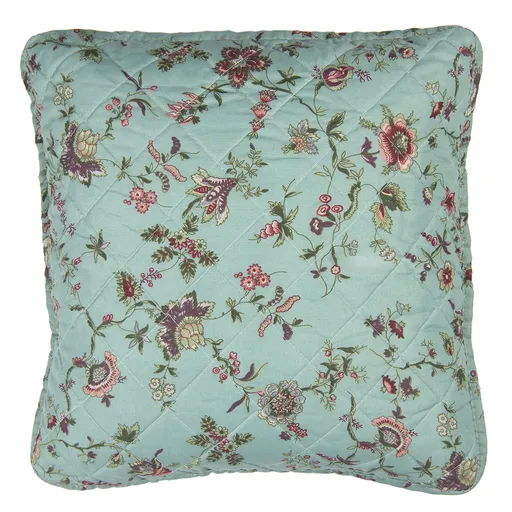 Tyrkysový povlak na polštář s květy Flowers  - 40*40 cm Q187.020