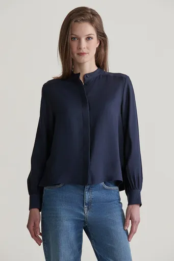 HALENKA GANT REG TEXTURE BLOUSE EVENING BLUE