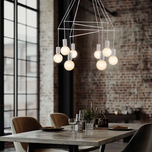 Závěsná lampa matně bílá 8xE27 dvouokruhová Alto