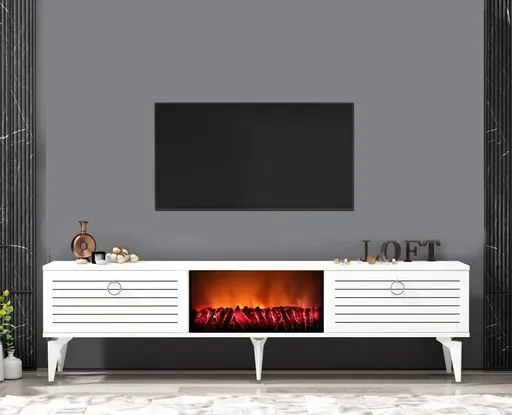 TV stolek Arona Fireplace - White