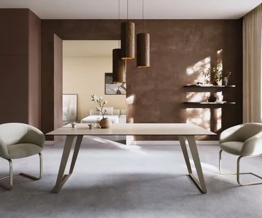 Jídelní stůl Edge 200x100 keramika Laminam® Travertino Bianco