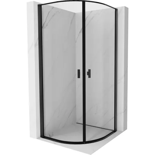 MEXEN MIST dveřní část čtvrtkruhová (2d) 70x70x200 cm 6mm černá, okraj 8A31-070-070-70-70