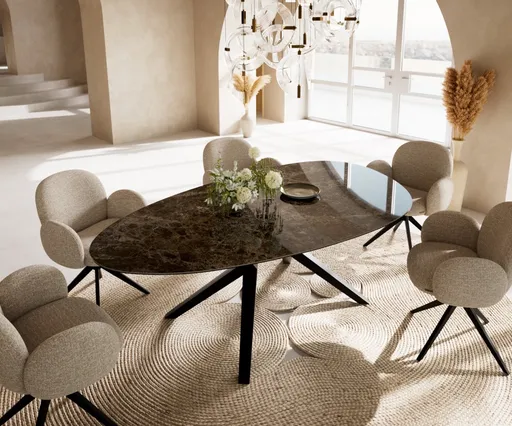 Jídelní stůl Edge oválný 220x120 cm keramika Laminam® Emperador