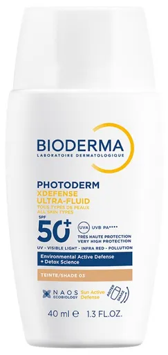 Bioderma Tónovaný ochranný fluid SPF 50+ Photoderm (XDefense Ultra-Fluid Tinted) 40 ml 03