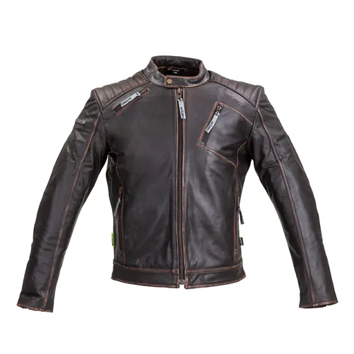 Kožená moto bunda W-TEC Embracer Vintage Dark Brown XXL