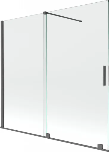MEXEN/S Velar Dvoukřídlá posuvná vanová zástěna 170 x 160, transparent, grafit kartáčovaná 896-170-000-01-66