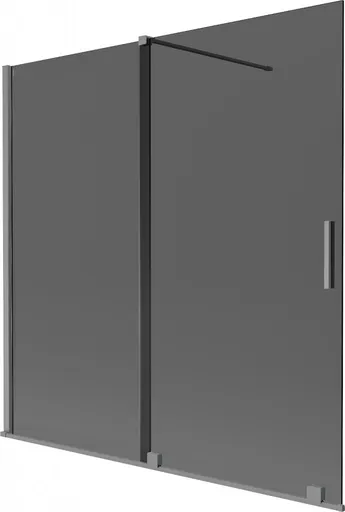 MEXEN/S Velar dvoukřídlá posuvná vanová zástěna 160 x 150, grafit, grafit metal 896-160-000-41-95