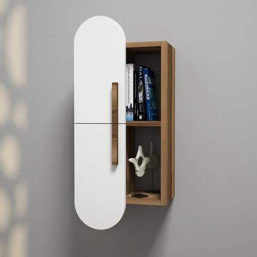 Nástěnná police Rose - Walnut, White