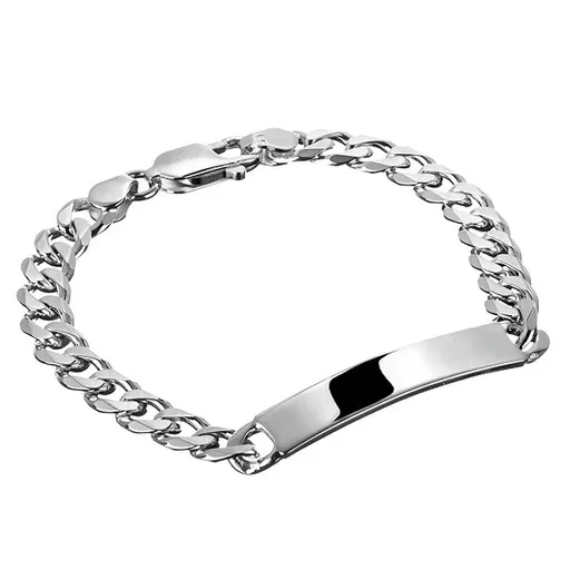 Řetízkový náramek ze stříbra 925 - hladká známka ve středu