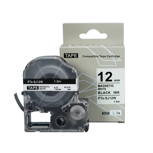 Epson SJ12W, 12mm x 1, 5m, černý tisk / magnetický bílý podklad, kompatibilní páska