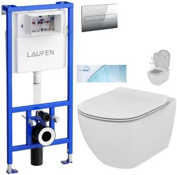 LAUFEN Rámový podomítkový modul CW1 SET s chromovým tlačítkem + WC Ideal Standard Tesi se sedátkem SoftClose, AquaBlade  H8946600000001CR TE1