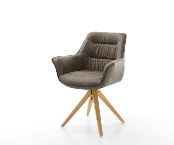 Otočná židle Kaira-Flex taupe vintage mikrovlákno dřevěná