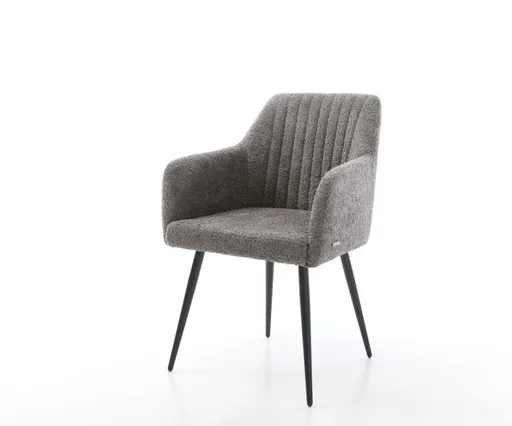 Jídelní židle Greg-Flex bouclé šedá 4 nohy zúžené černé