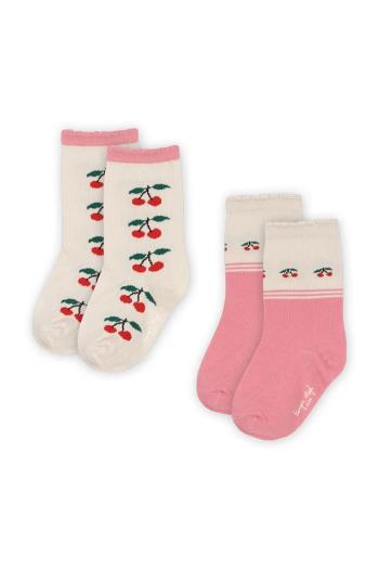 Detské ponožky Konges Sløjd 2 PACK JACQUARD SOCKS 2-pak ružová farba, KS102758