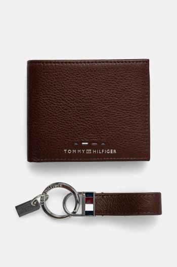 Kožená peněženka + klíčenka Tommy Hilfiger hnědá barva, AM0AM12788