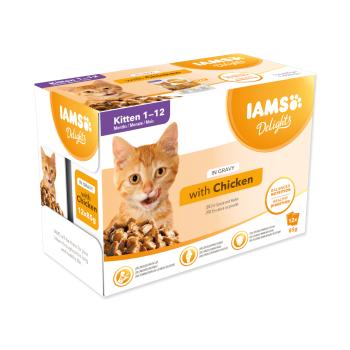 IAMS Delights Kitten Kuře v omáčce kapsičky multipack 12x85 g